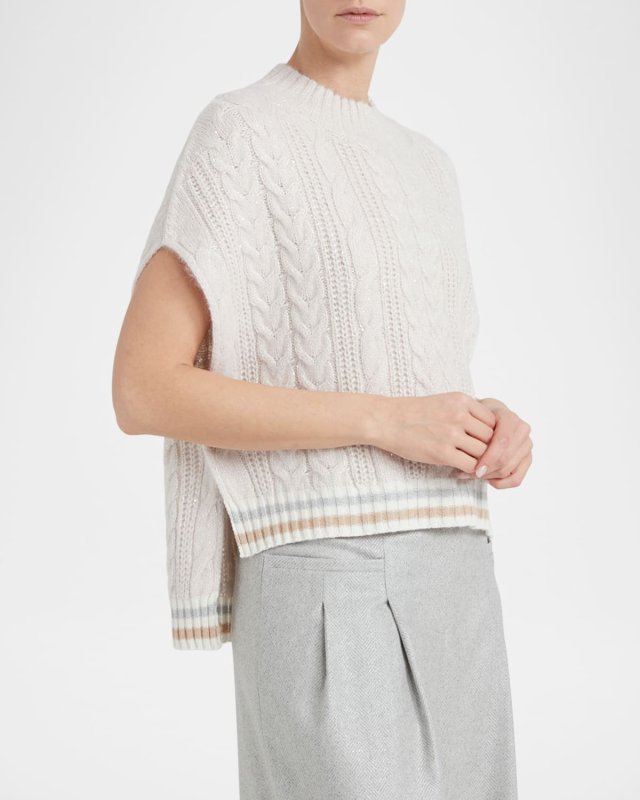 High-Low Sequin Cable Vest